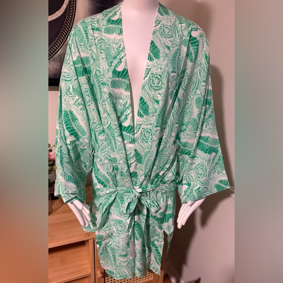 Melissa Odabash Siena Cover-Up Dress Green Palm Print Size L NWT - Picture 4 of 7